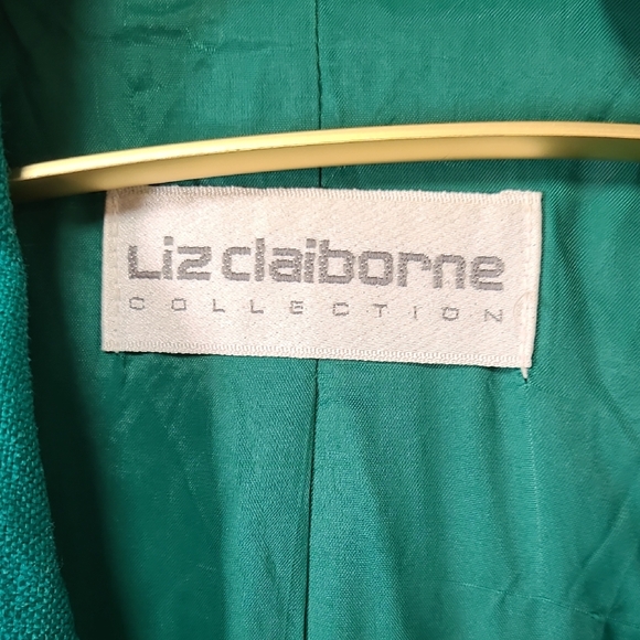 Liz Claiborne Vintage 100% Linen Blue Double-Breasted Blazer Jacket Size 12 - Picture 2 of 15